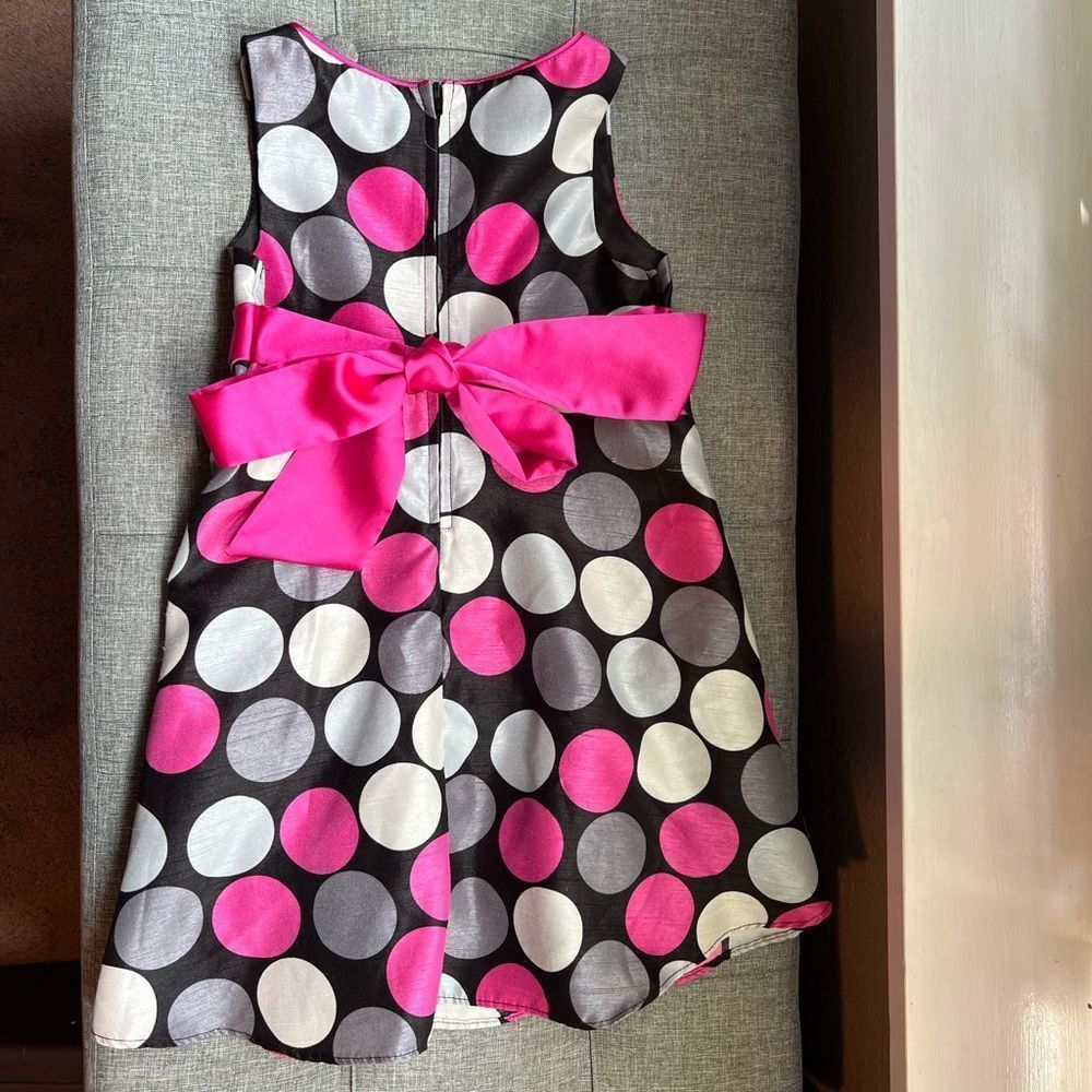 Iris & Ivy Black with Pink Polka Dots Dress Size 3T - Picture 4 of 5